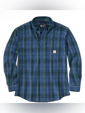 Carhartt TW4447 Men's Loose Fit Midweight Chambray Plaid Long Sleeve Shirt XL